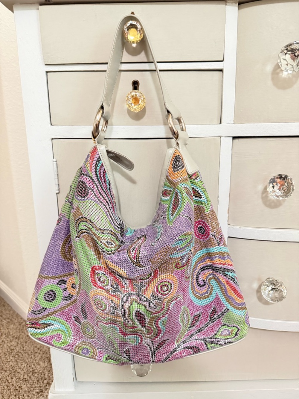 Vintage Whiting & Davis Metal Paisley Hobo Bag